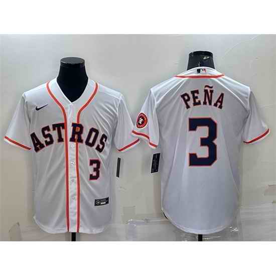 Men Houston Astros 3 Jeremy Pena White With Patch Cool Base Stitched Jersey